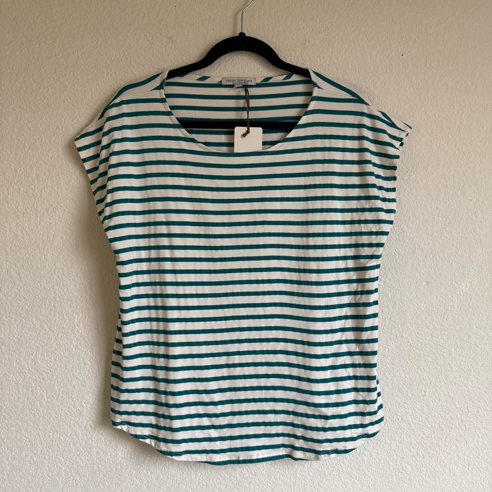 Green Envelope Striped Top